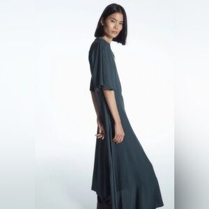 NWT Cos Asymmetric Draped Midi Dress Sz 6 Vacation Resortwear Business Casual